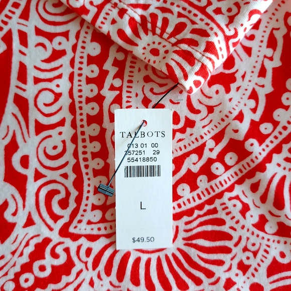 NWT Talbots Cotton Bateau Neck Tee - Paisley Scroll, Size L - Picture 16 of 16